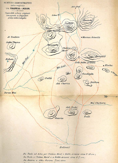 An 1890s Italian map of Adwa from Wikipedia.