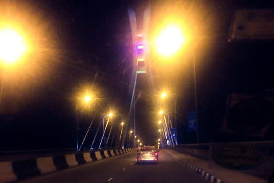 Travelling nighttime via the Lekki-Ikoyi Bridge. [Ayodele Johnson].