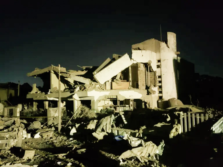 The scene at one of the residential buildings that were left degraded in Ibadan, Oyo State after devastating explosion that happened on Tuesday, 16 January 2024.