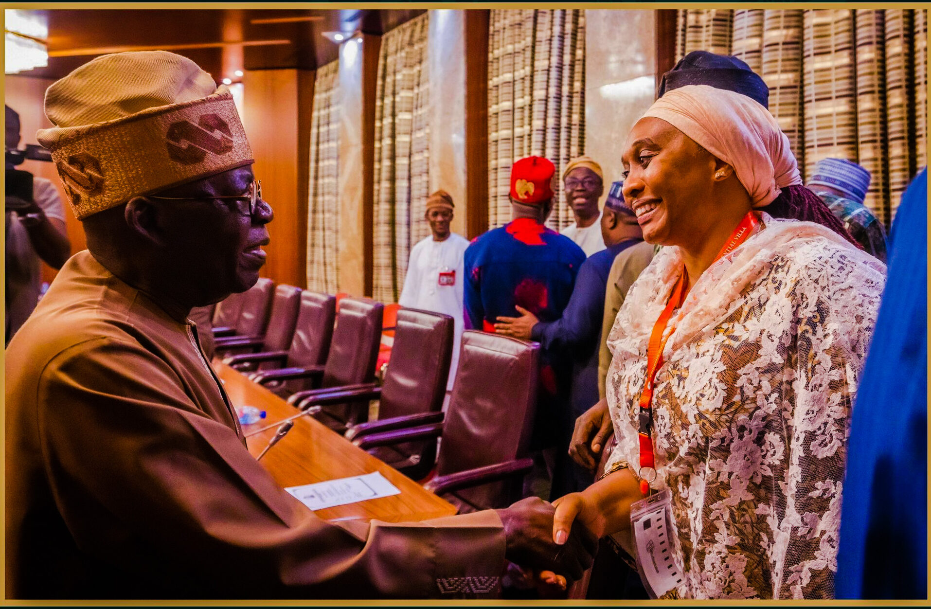 President Bola Tinubu after inauguarating a committee of experienced technocrats and governmental representatives moves around to meet its members. [X - NGRPresident]