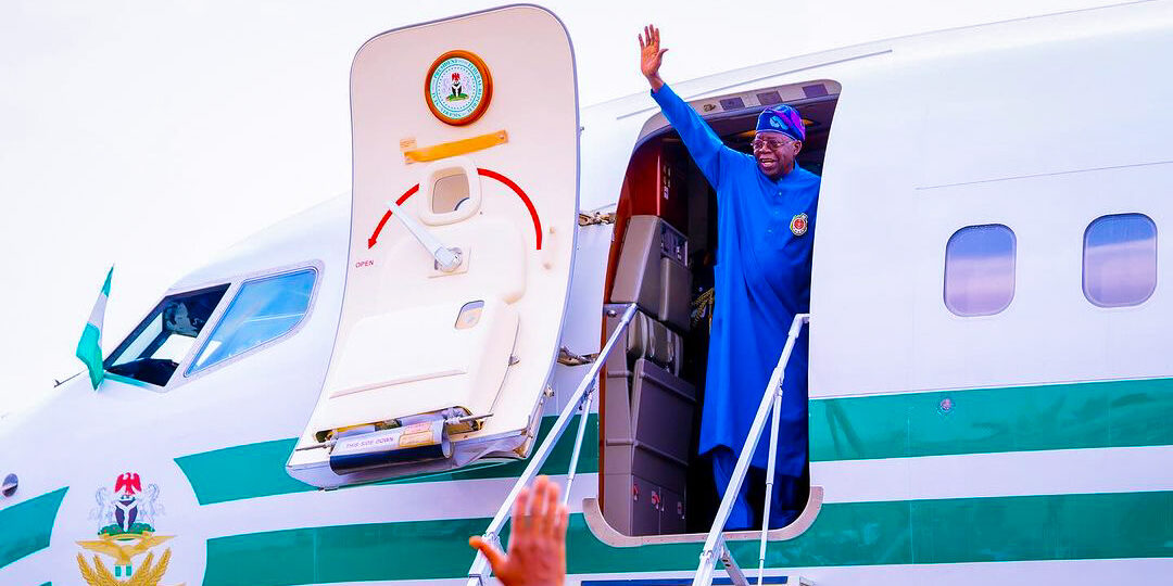 President Bola Tinubu is shown boarding a presidential jet ready to fly back to Abuja from Lagos at the start of the new year 2024. [Instagram - jidesanwoolu]