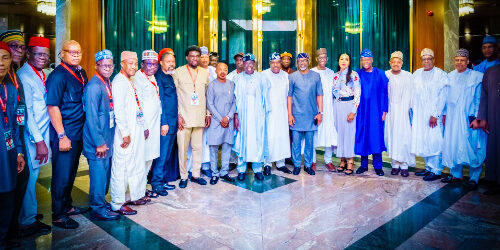 The labour union leaders after a ₦70,000 national minimum wage agreement with the federal government was reached on Thursday, 18 July, 2024.