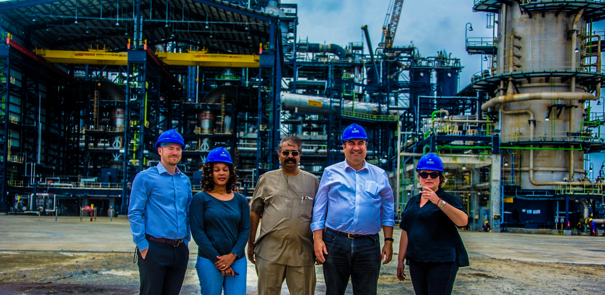 Vice President of Oil and Gas at Dangote Industries Limited (DIL), Devakumar Edwin (M), flanked by S&P Global Rating team at the Dangote Petroleum Refinery, Friday, July 5th, 2024. [X - DangoteGroup]