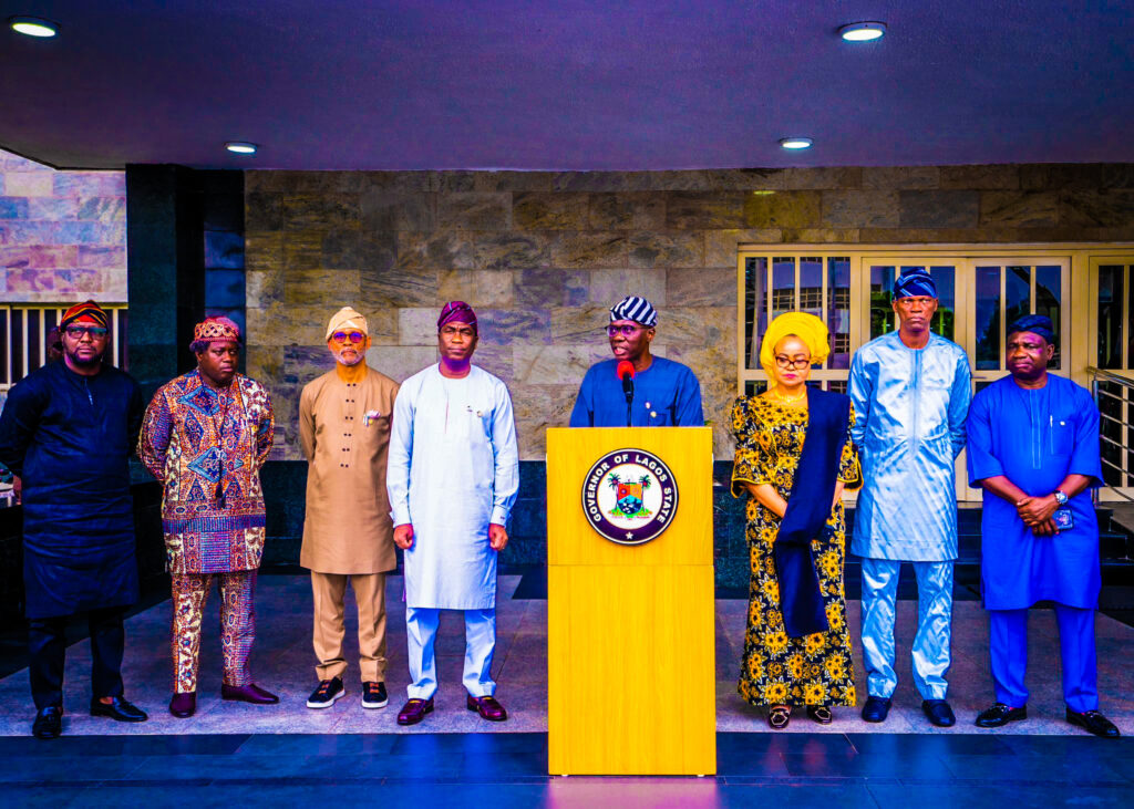 Governor Babajide Sanwo-Olu at a press briefing he hosted on the eve of the August 1 protest told Lagosians to shun violence and guard the city's infrastructure.